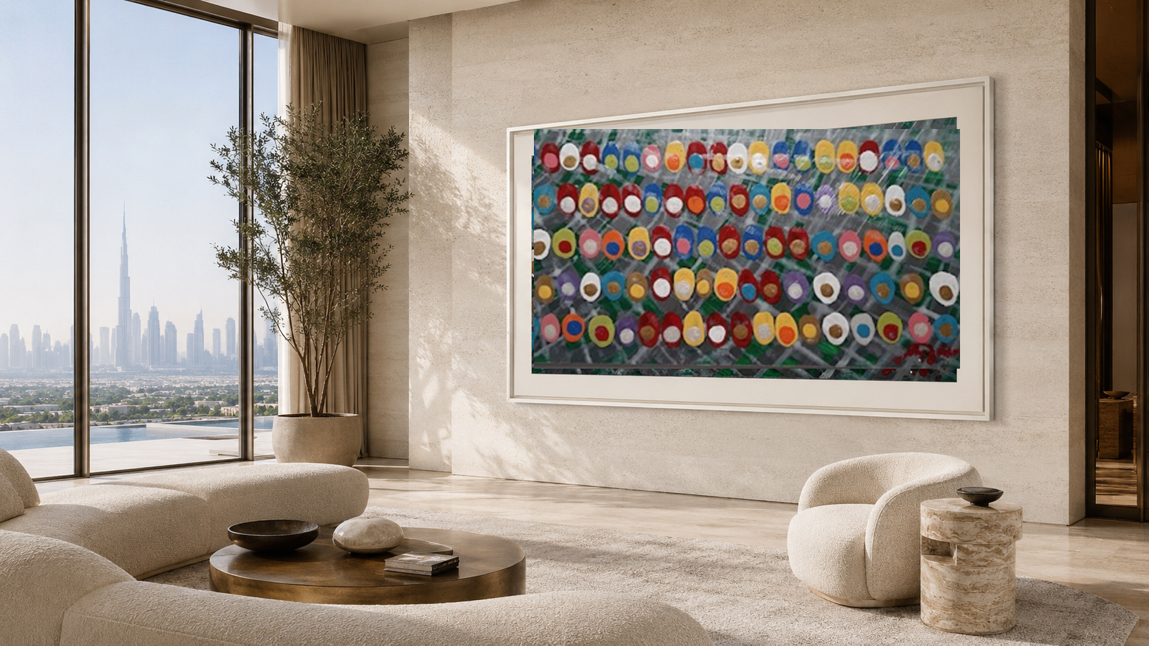 Many Worlds, One Life by John Dobson displayed in a Dubai villa