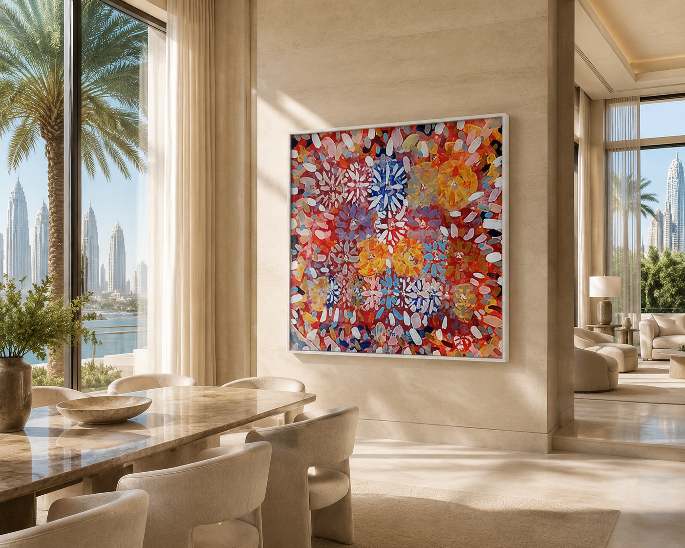 John Dobson artwork in a white frame in Dubai